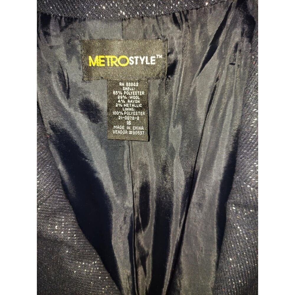 Metro Style Wool Blend Navy Peacoat Glittery Size 16 3/4 Sleeve - Picture 5 of 9